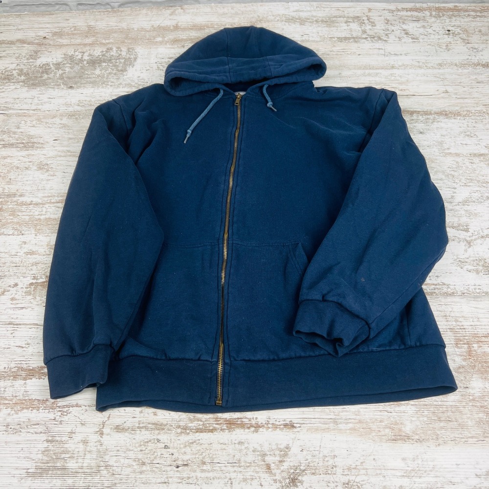 Moose Creek Mens M Navy Blue Gray Thermal Lined Full Zip Hoodie Sweatshirt